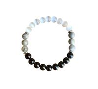 XFSRG Pulsera De Mujer Con Cuarzo Rosa Y Piedra Lunar Diseño Elegante Para Todas Las Ocaciones (Schwarz und Weiß)