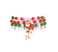 XFSRG Pulsera de Navidad Joyas Navidad Pulseras Mujer Elástica con Colgantes Festivos Brazalete con Abalorios Perlas Adornos Navideños Accesorios de Moda Regalo para Dama Niña Fiesta (A)