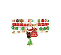 XFSRG Pulsera de Navidad Joyas Navidad Pulseras Mujer Elástica con Colgantes Festivos Brazalete con Abalorios Perlas Adornos Navideños Accesorios de Moda Regalo para Dama Niña Fiesta (B)