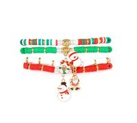 XFSRG Pulsera de Navidad Joyas Navidad Pulseras Mujer Elástica con Colgantes Festivos Brazalete con Abalorios Perlas Adornos Navideños Accesorios de Moda Regalo para Dama Niña Fiesta (C)