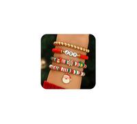 XFSRG Pulsera de Navidad Pulseras Mujer Conjunto Brazaletes Elásticos Joyas de Navidad Cuentas Decorativas Accesorios Festivos Regalo Joyería Temática Navideña (C)