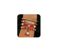 XFSRG Pulsera de Navidad Pulseras Mujer Conjunto Brazaletes Elásticos Joyas de Navidad Cuentas Decorativas Accesorios Festivos Regalo Joyería Temática Navideña (B)