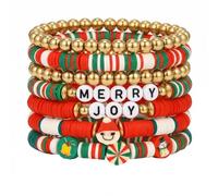 XFSRG Pulsera de Navidad Pulseras Mujer Conjunto Brazaletes Elásticos Joyas de Navidad Cuentas Decorativas Accesorios Festivos Regalo Joyería Temática Navideña (A)