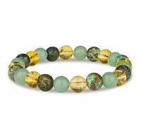 XFSRG Pulsera de Piedras Naturales 8 mm Citrino Aventurina Verde y Turquesa Africana Pulseras Elástica de la Suerte Estilo Boho para Mujeres y Hombres