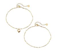 XFSRG - Pulsera de tobillo para mujer, plata 925, con corazón delicado, cadena de tobillo, joyería elegante para cualquier ocasión, L, Cromo, ágata