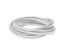 XFSRG Pulsera Espiral Triple Elástica Metálica Estilo Punk Muñequera Ajustable Brazalete Serpiente Joyería Mujer