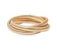 XFSRG Pulsera Espiral Triple Elástica Metálica Estilo Punk Muñequera Ajustable Brazalete Serpiente Joyería Mujer