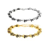 XFSRG Pulsera Halloween 2 pcs Personalizada Mujer Calaveras Plata y Dorada Moda Joyería Brazalete Gothic y Moderno para Todas las Ocasiones
