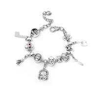 XFSRG Pulsera Halloween Mujer con Charms Calaveras Bisuteria Joyas Plata Personalizadas Brazalete Colgantes Terror Gotico Accesorios