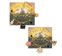 XFSRG Pulsera Halloween Mujer Dorada Con Encantos De Murciélago Y Bruja Bisutería Joyas De Mujer Para Fiesta Y Celebraciones (Colore 2)