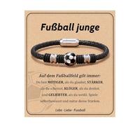 XFSRG Pulsera Hombre Deportiva Pulseras de Cuero con Balón de Fútbol y Cierre Magnético Regalo para Adolescentes Fanáticos del Fútbol en Cumpleaños Navidad y Regreso a Clases (Plateado)