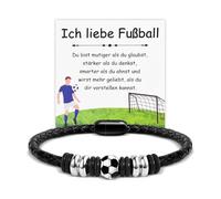 XFSRG Pulsera Hombre Deportiva Pulseras de Cuero con Balón de Fútbol y Cierre Magnético Regalo para Adolescentes Fanáticos del Fútbol en Cumpleaños Navidad y Regreso a Clases (Negro)