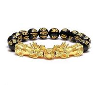 XFSRG Pulsera Hombre Obsidiana Negra Pi Xiu Feng Shui Elegante Pulsera para Mujeres Hombres Accesorio Felicidad Riqueza Joyería de Amuleto