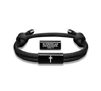 XFSRG Pulsera Hombre Pulsera Cuerda Negra Ajustable con Cruz Pulseras Impermeable de Fe Regalo para Bautizo y Confirmación (Negra A)
