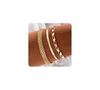 XFSRG Pulsera Mujer Ajustable 3 Piezas Conjunto Brazalete Chapadas Oro Cadena Pulseras Acero Inoxidable Apilables Minimalista Elegante Accesorios Joyeria