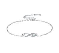 XFSRG Pulsera Mujer con Infinito y Cristal Verde Ajustable para Diseño Elegante Moderno Joyería Fina Uso Diario Ocasiones Especiales (Blanco)