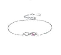 XFSRG Pulsera Mujer con Infinito y Cristal Verde Ajustable para Diseño Elegante Moderno Joyería Fina Uso Diario Ocasiones Especiales (Rosa)