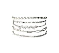 XFSRG Pulsera Mujer Conjunto de 5 Pulseras Ajustable Apilables Cadena Fina Pulsera Brazalete Plata con Circonita Cúbica Regalo Joyeria Accesorios para Niña Mujer