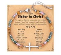 XFSRG Pulsera Mujer Cruz Colgante Ajustable Pulseras de Amistad Inspiracional Significativo Joyería Regalo para Amigos Hija Hermana (#3-Sister)