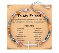 XFSRG Pulsera Mujer Cruz Colgante Ajustable Pulseras de Amistad Inspiracional Significativo Joyería Regalo para Amigos Hija Hermana (#1-Friend)