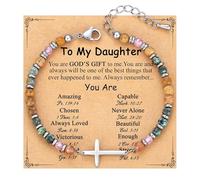 XFSRG Pulsera Mujer Cruz Colgante Ajustable Pulseras de Amistad Inspiracional Significativo Joyería Regalo para Amigos Hija Hermana (#2-Daughter)