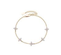 XFSRG Pulsera Mujer de Cobre con Adornos Florales y Cristales Brillantes Joyería Elegante para Mujer Brazalete Ajustable para Todas las Ocasiones(Oro)