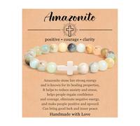 XFSRG Pulsera Mujer de Piedras Jaspe Cebra con Cruz Blanca Pulseras Mujer de Moda Joyería Elegante para Todas las Ocasiones (Multicolor)