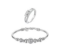 XFSRG Pulsera Mujer Elegante con Detalles en Plata y Anillo a Juego Joyería Moderna para Toda Ocasión Regalo Perfecto para Mujeres