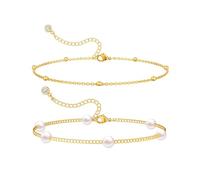 XFSRG Pulsera Mujer Elegante Con Perlas Y Cadena De Oro Pulsera Personalizada Para Todas Las Ocasiones (Oro-1)