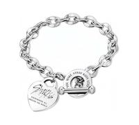 XFSRG Pulsera Mujer Etiqueta en Forma de Corazón Pulseras Acero Inoxidable Pulsera Motivacional Pulseras Elegante Minimalista Adecuada para el Uso Diario Citas Fiestas