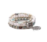 XFSRG Pulsera Mujer Multicapa con Piedras Naturales y Colgantes de Árbol de la Vida Joyería Bohemia para Regalos Originales para Mujer
