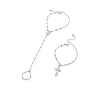 XFSRG Pulsera Mujer Oro Diseño Elegante con Cruz y Detalles Religiosos de Mano Ajustable para Ideal Ocasiones Especiales Uso Diario (Bianco K)