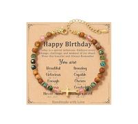 XFSRG Pulsera Mujer Piedras Naturales con Cruz en Acero Inoxidable Pulsera Ajustable Religiosa Cristiana Hermanas Regalos de Cumpleaños y Navidad (Style 2)