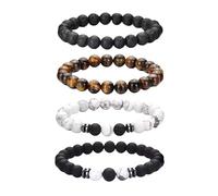 XFSRG Pulsera Mujer Piedras Naturales Elegante Pulsera Verano Estilo Bohemio Para Mujer (4 Piezas #B)