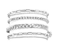 XFSRG Pulsera Mujer Plata Elegante Con Diseño Moderno y Detalles de Cristal Joyería de Moda para Regalos Originales para Mujer y Navidad