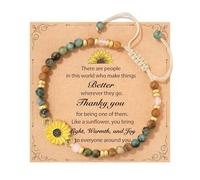 XFSRG Pulsera Mujer Pulseras de Piedra Natural de 4MM Pulsera Boho con cordón ajustable tarjeta motivacional para bienestar