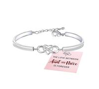 XFSRG Pulsera Mujer Rígida Infinito Corazón Cristales Brillantes Joya Elegante Acero Inoxidable Ajustable(Plata)