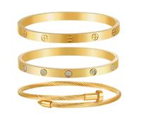 XFSRG Pulsera Mujer Set 3 Piezas Acero Inoxidable con Cristales Elegante o en Capas para Regalo de Cumpleaños Aniversario Día