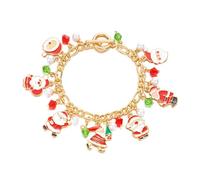 XFSRG Pulsera Navideña para Mujer Pulsera de Ajustable con Charm de Motivos Navideños Joyería de Moda Regalos Originales para Celebraciones (Papá Noel)
