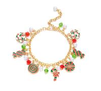 XFSRG Pulsera Navideña para Mujer Pulsera de Ajustable con Charm de Motivos Navideños Joyería de Moda Regalos Originales para Celebraciones (Caramelo)