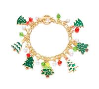 XFSRG Pulsera Navideña para Mujer Pulsera de Ajustable con Charm de Motivos Navideños Joyería de Moda Regalos Originales para Celebraciones (Árbol de Navidad)