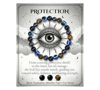 XFSRG Pulsera para Mujer Hombre Elástica Piedra Natural Ojo de Tigre 8mm Pulsera de Piedras Preciosas Pulseras Ajustables (Protección)