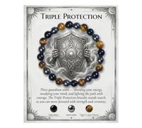 XFSRG Pulsera para Mujer Hombre Elástica Piedra Natural Ojo de Tigre 8mm Pulsera de Piedras Preciosas Pulseras Ajustables (Triple Protección)