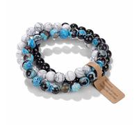 XFSRG Pulsera piedras naturales mujer multicapa apilable elástica ajustable ónix turquesa howlita chakra energía yoga meditación regalo (24 Azul)
