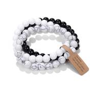 XFSRG Pulsera piedras naturales mujer multicapa apilable elástica ajustable ónix turquesa howlita chakra energía yoga meditación regalo (12 Blanco)