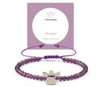 XFSRG Pulsera Plata Niña Diseño Ángel Rosa Cuarzo Pulsera Amistad Ajustable Moda Niña (Morado)