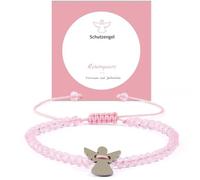 XFSRG Pulsera Plata Niña Diseño Ángel Rosa Cuarzo Pulsera Amistad Ajustable Moda Niña (Rosa)