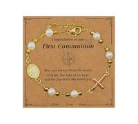 XFSRG Pulsera Señora Oro con Perlas y Cruz Pulsera Elegante para Mujer Joyería de Moda para Toda Ocasión (Gold)