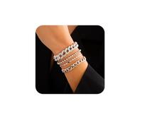 XFSRG Pulsera Señora Oro Elegante y Brillante Con Diseño Moderno Para Mujer (Silber)