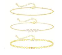 XFSRG Pulsera Tobillera Mujer Dorada Elegante Diseño Delicado Moda Playa Verano (Pan De Oro)